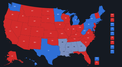 Map of the 1968 Electoral College result