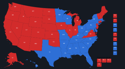 Map of the 1976 Electoral College result