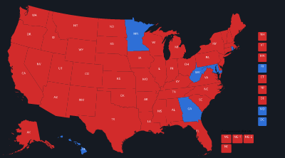 Map of the 1980 Electoral College result