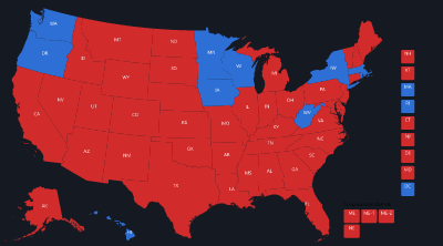Map of the 1988 Electoral College result