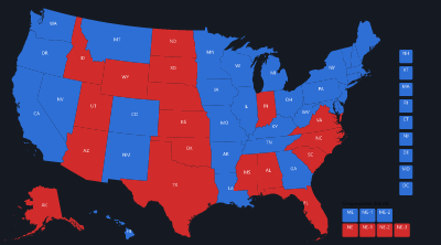 Map of the 1992 Electoral College result